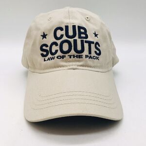Cub Scouts Law Of The Pack Ball Cap Youth Strapback Beige Navy Logo Twill Cap